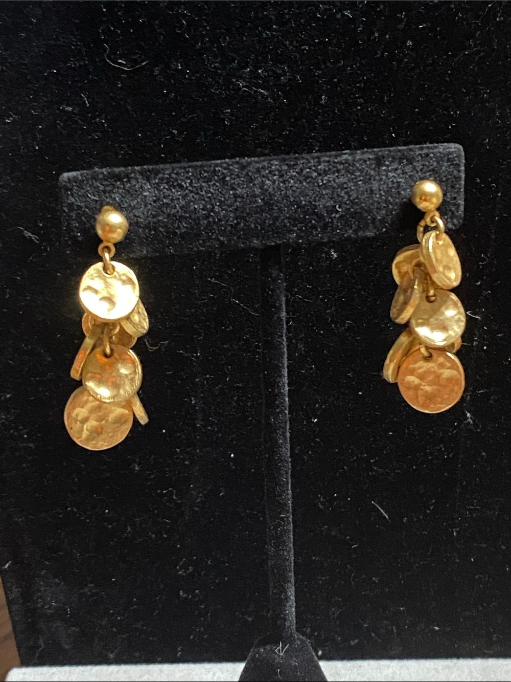 Gold Disc Drop Dangle Earrings